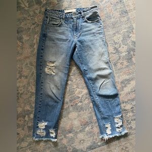 Hidden distressed denim